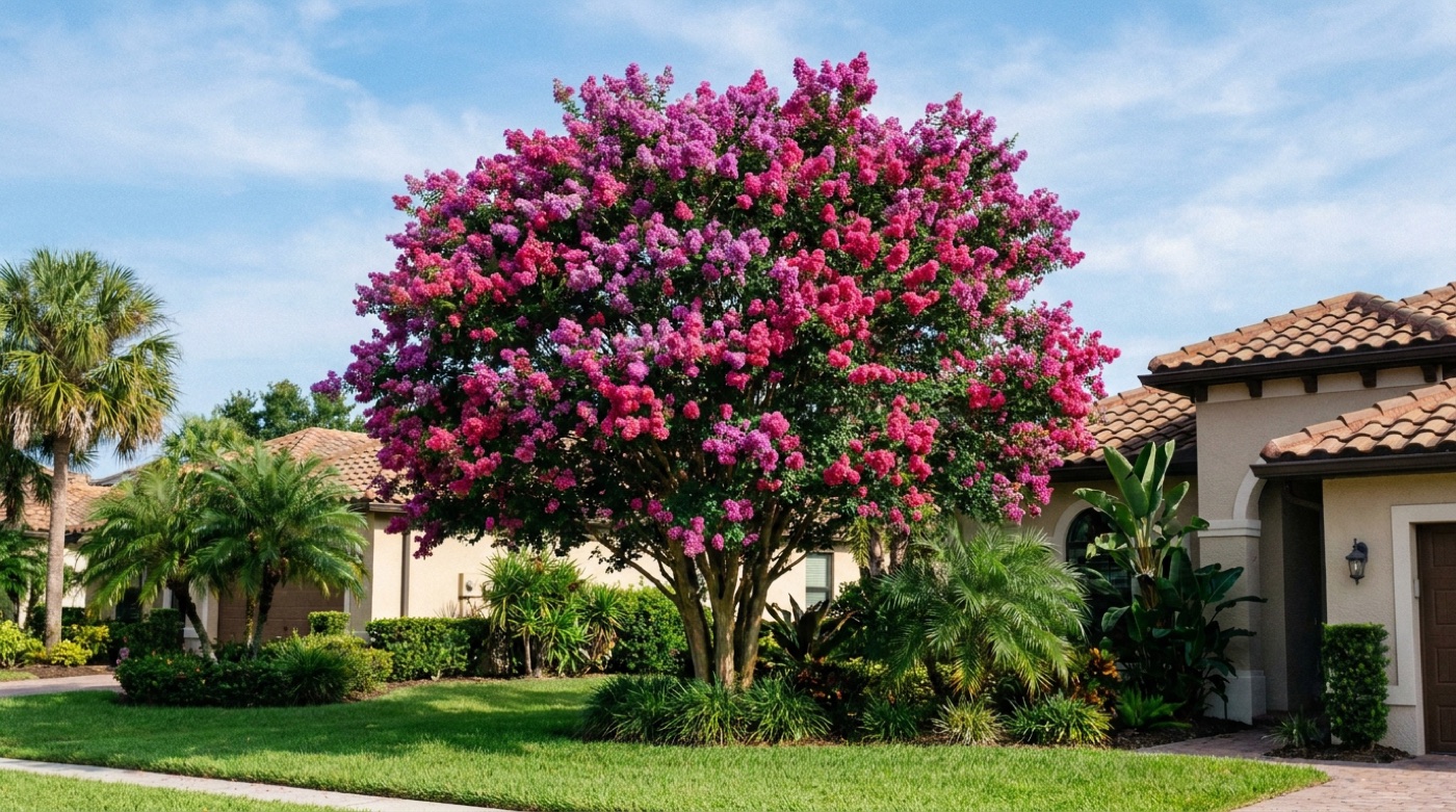Crape myrtle in full bloom