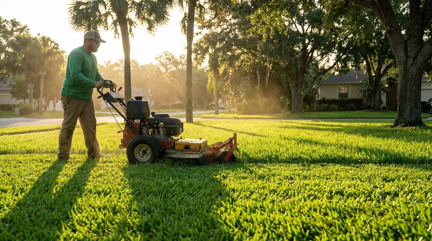 Mowing a lawn at the correct height